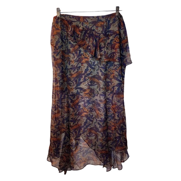 Veronica Beard XL Silk Paisley Print Tiered Asymmetrical Midi Skirt Women's $548 - Picture 10 of 13